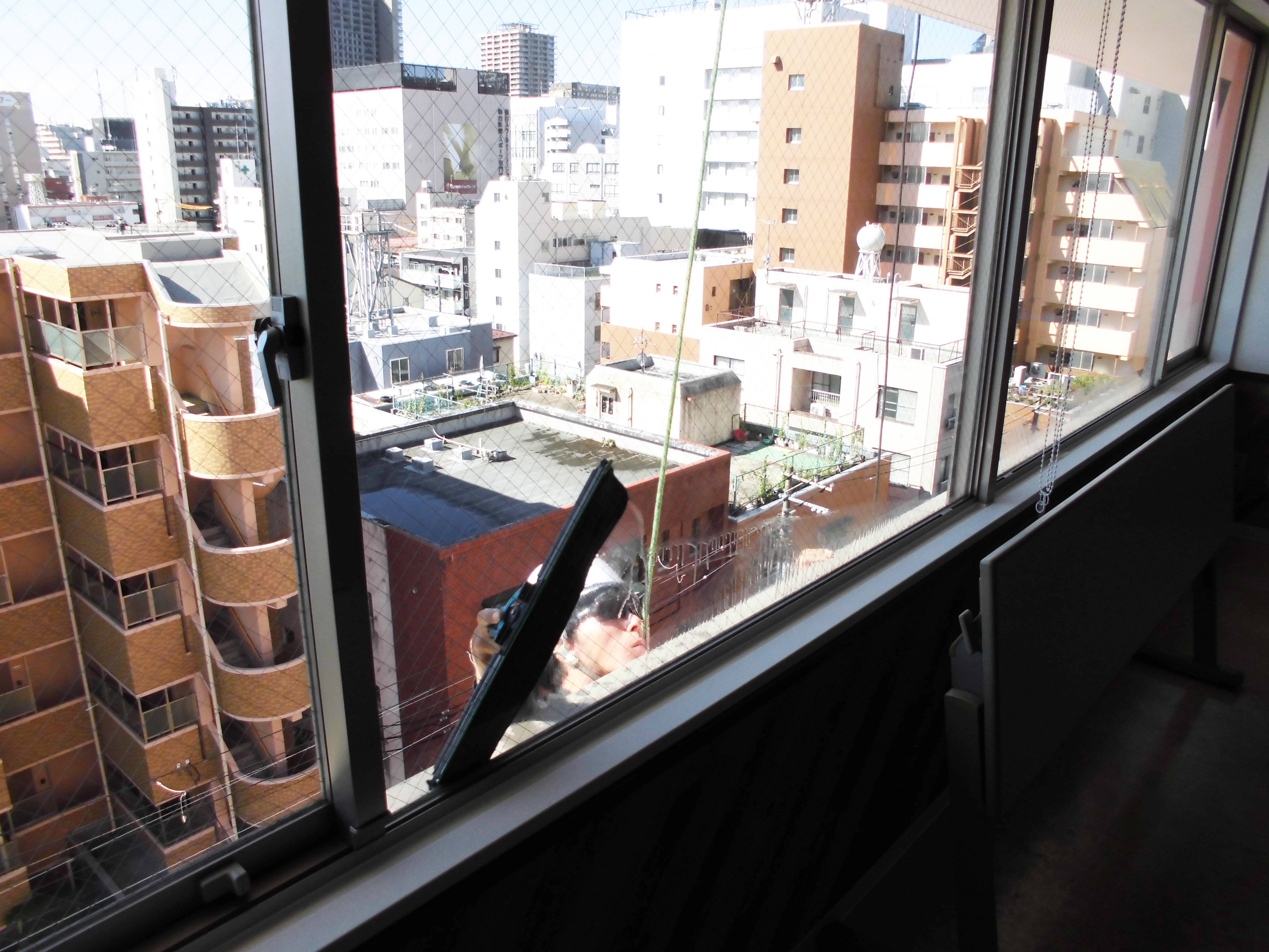 高所窓ガラス掃除