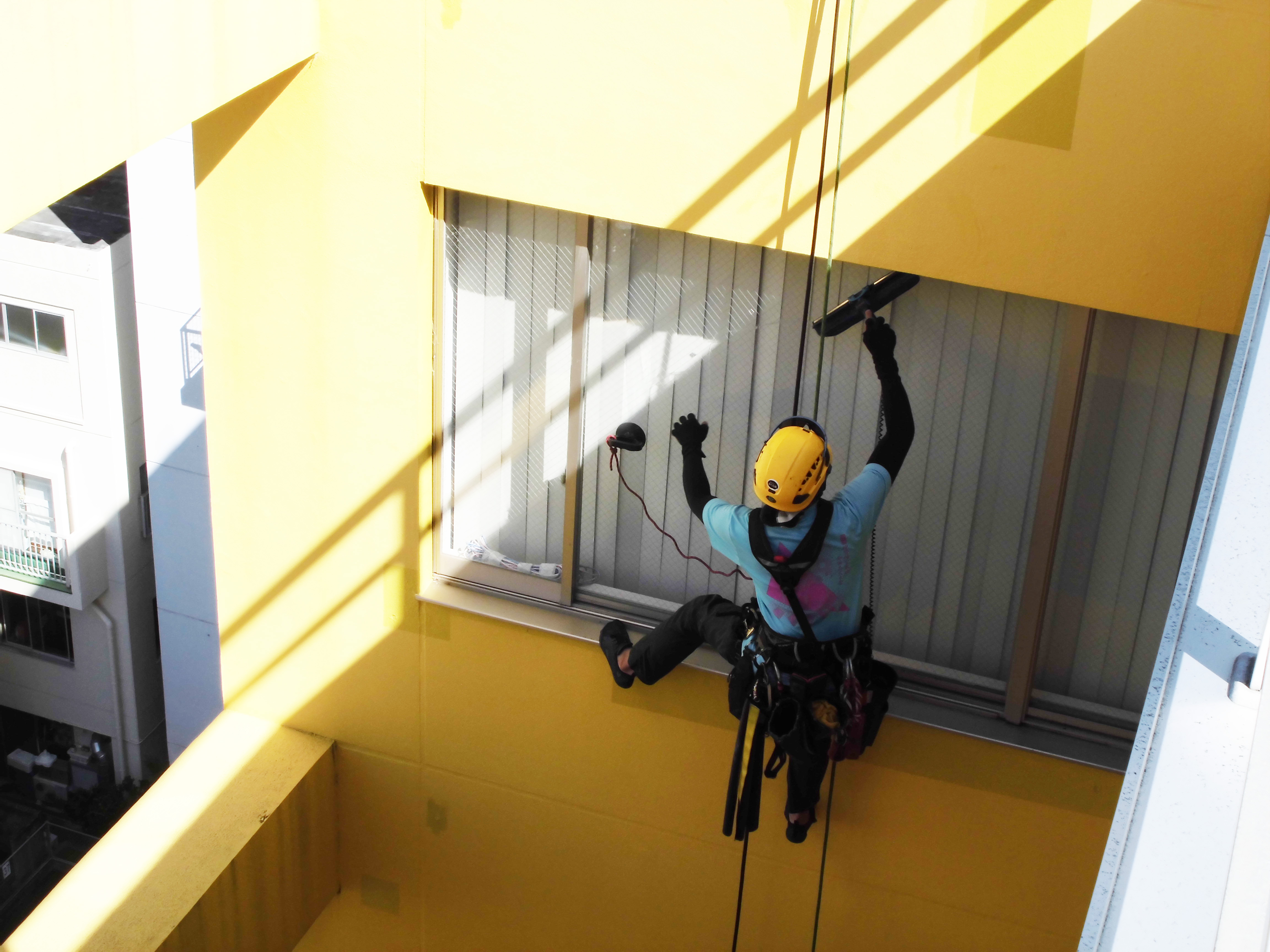 高所窓ガラス掃除