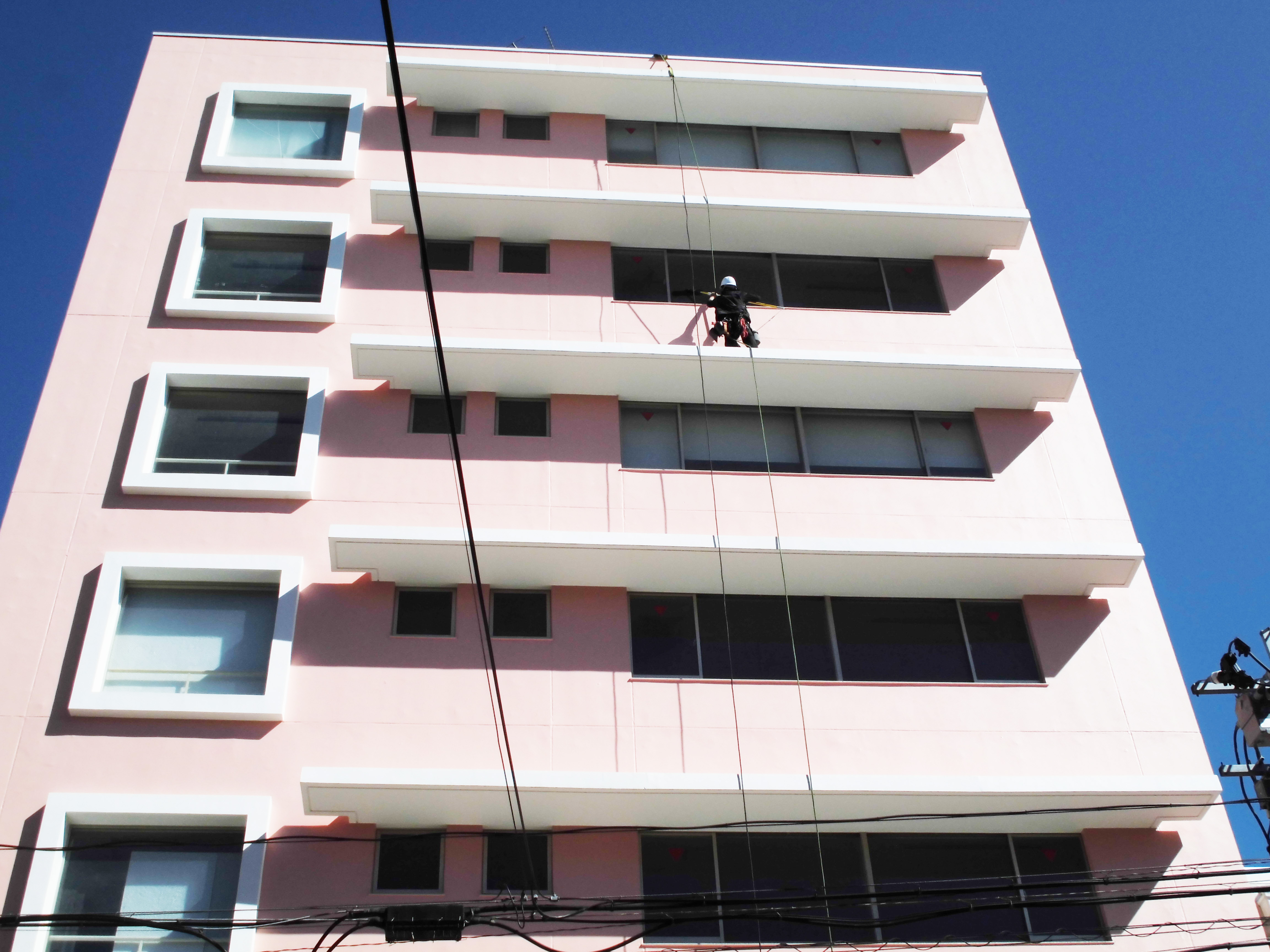 高所窓ガラス掃除